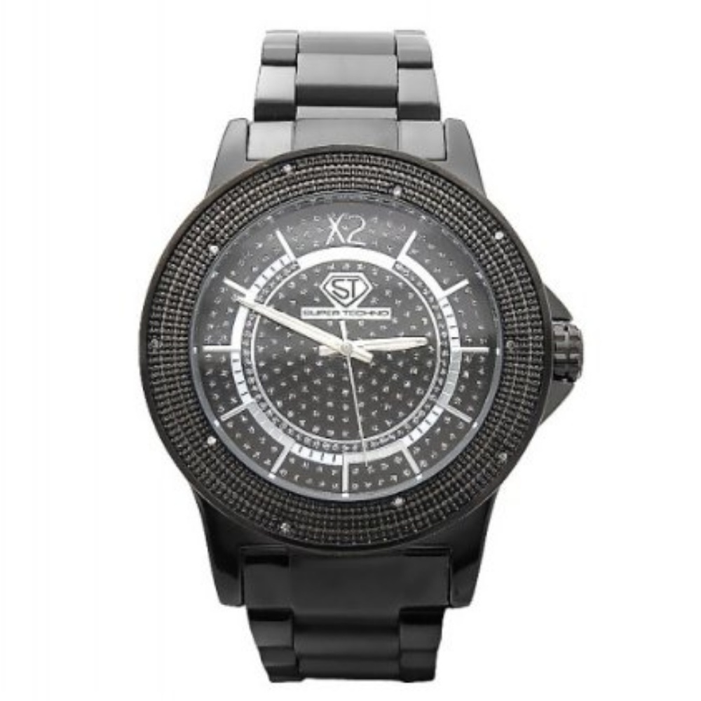 Super Techno .10ct Diamond Black Watch